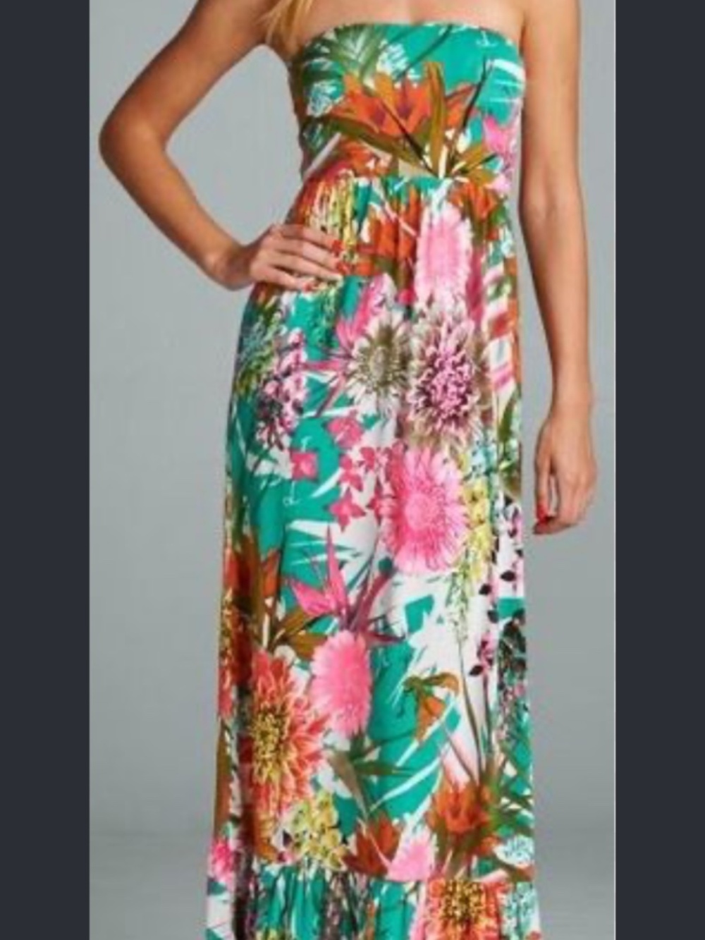 Vanilla Bay tropical maxi dress full length size Large